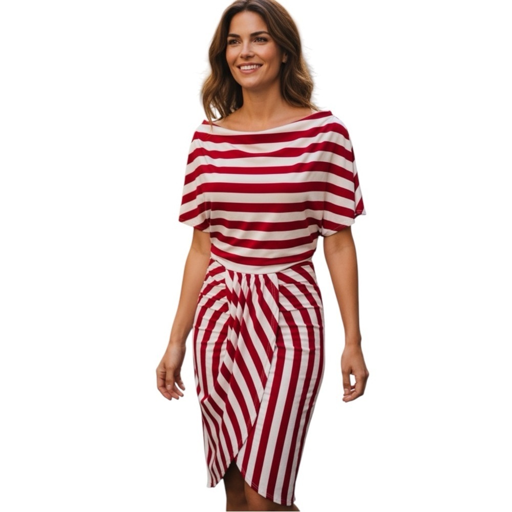 Chicme Red and White Striped Dress NWOT M